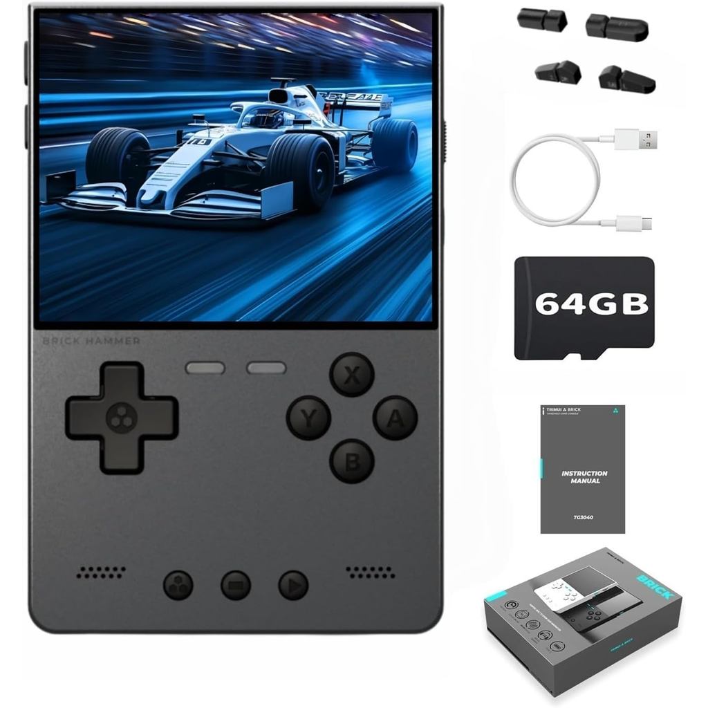 TRIMUI Brick Hammer Retro Handheld Game Console – Metal CNC Aluminum Alloy Body, 3.2