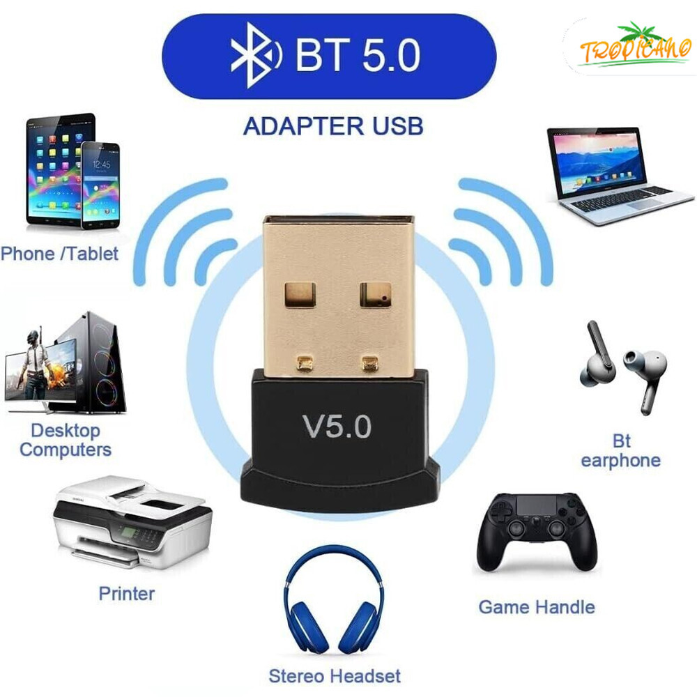 Adaptador Bluetooth 5.0 USB Plug & Play Compatível com Carros e Computadores