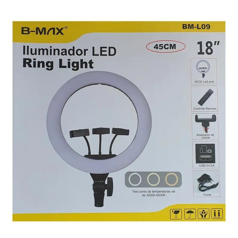 Ringh Light 18 Polegadas Com Tripe Com Suporte Celular Luz Branco- Branco-frio-Quente