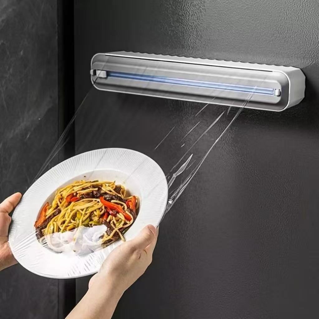 Plastic Cutter PVC Film Adjustable Holder Dispenser Plastic Disposable Film Suction Cup Cling Sealer