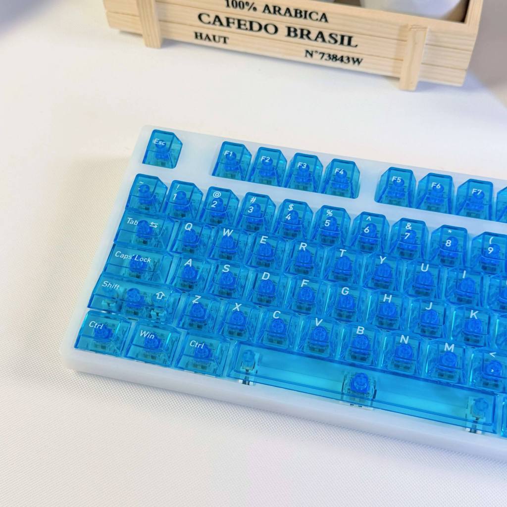 119 Teclas Azul Totalmente Transparente PC Keycaps Impressão UV Cristal Perfil Cereja Para Teclado De Jogos