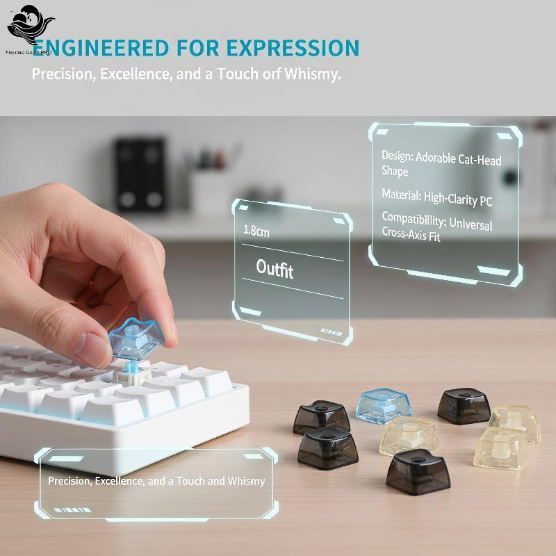 PFG 10/20pcs Opcional Cute Cat Transparent Keycaps PBT 1U nk MAO Perfil Para Teclado Mecânico Personalizado FG