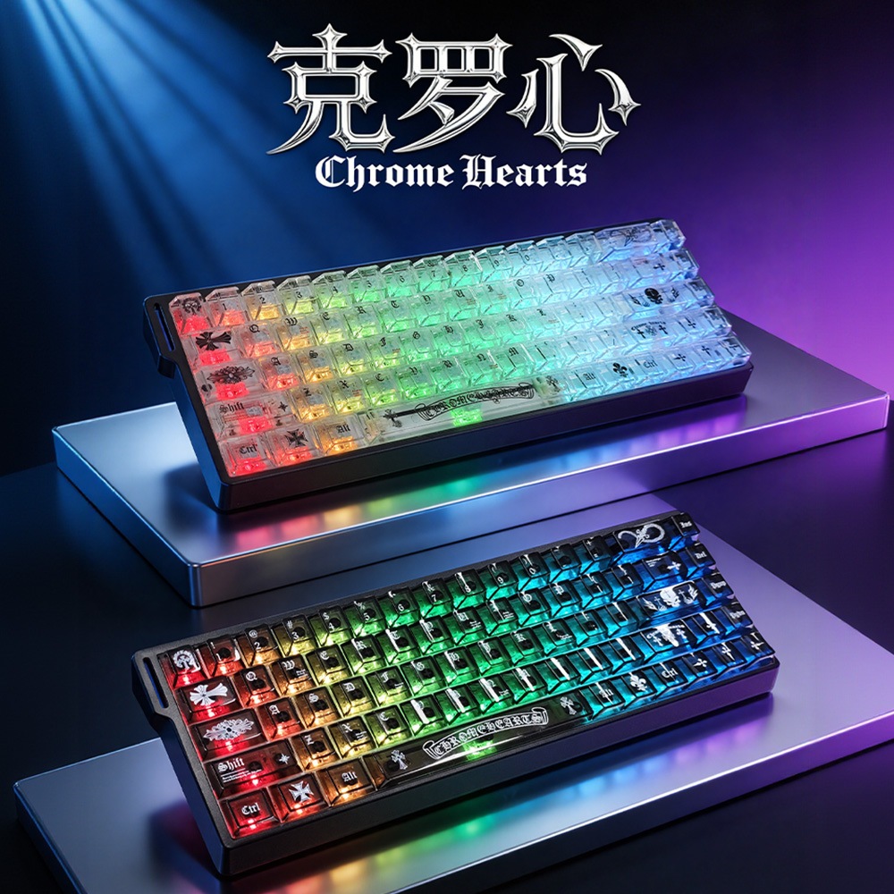 [PC Crow Heart Transparent Keycap] Teclado mecânico totalmente transparente DIY Keycap