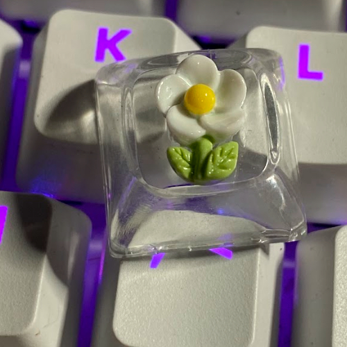 Keycaps Transparentes com Flor - Um Encanto para o Seu Teclado