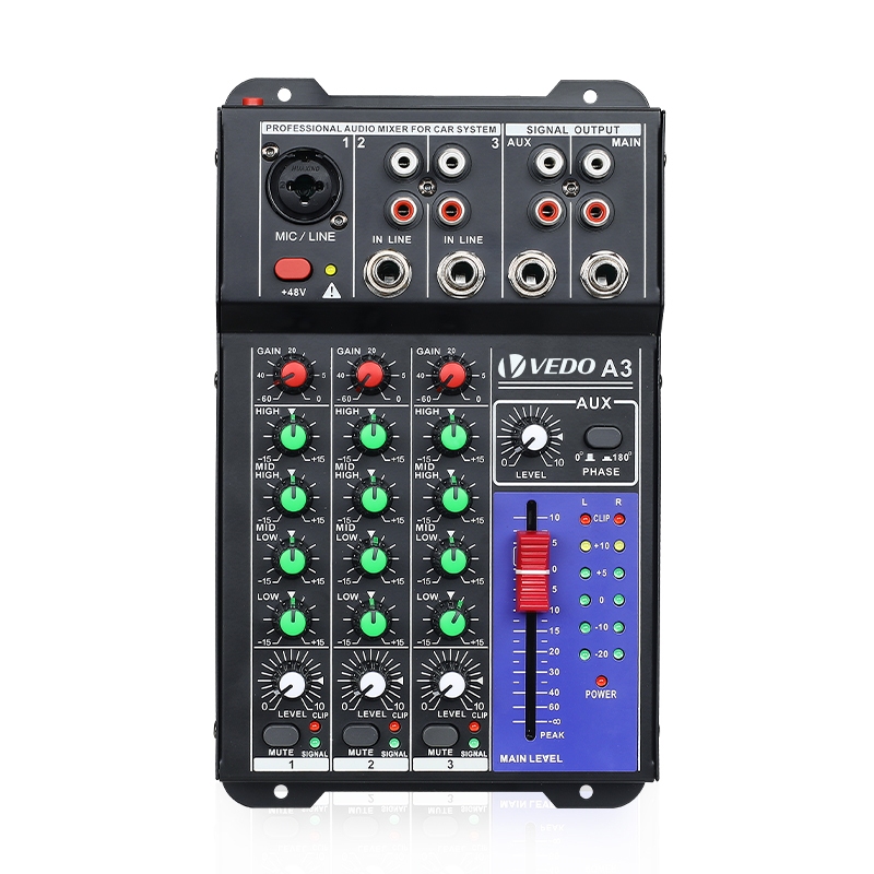 VEDO 3 Canais Sound Mixer Console Entrada de computador E Carro 12V Power Número Console De Mixagem