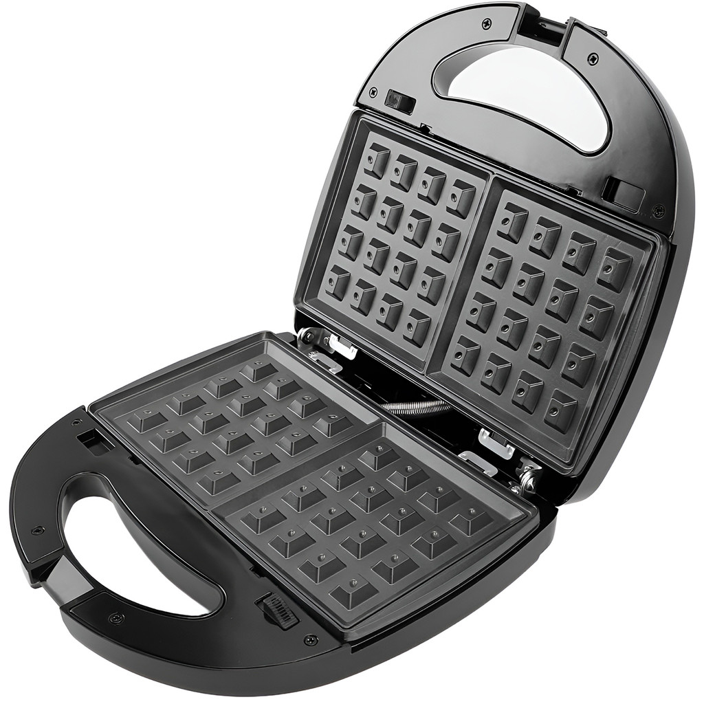 Máquina Waffles Antiaderente Compacta Portátil Preto Voltagem:110V/220V