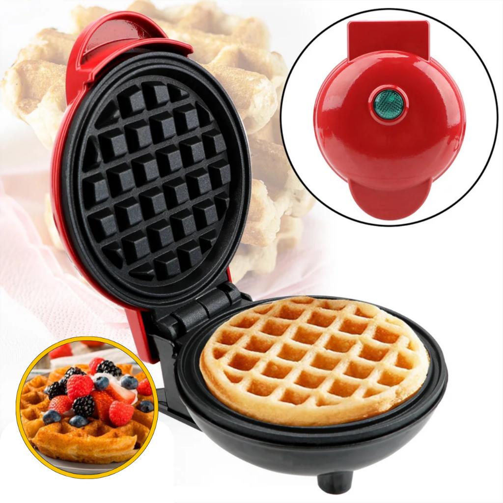Mini Maquina De Waffles Panquecas Elétricos Portátil 110v Doméstica 550w Panela Elétrica