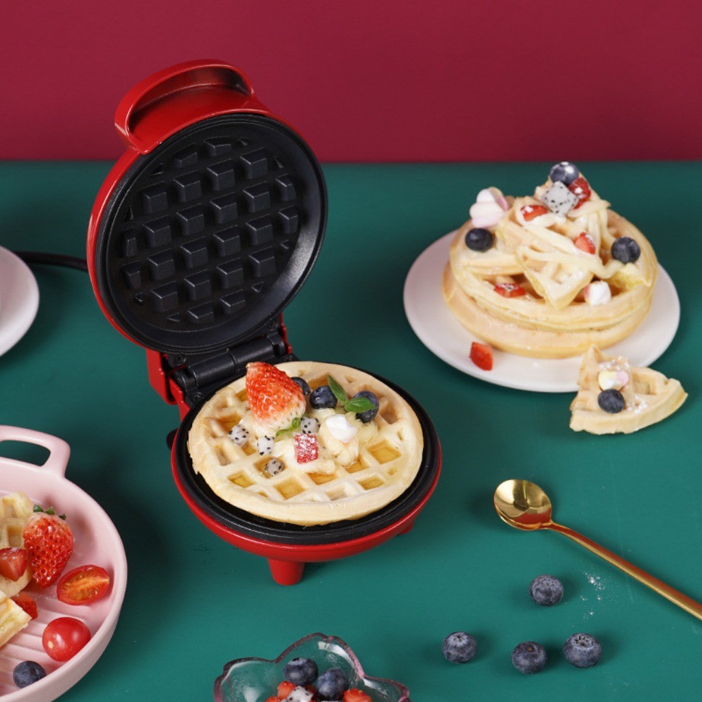 Mini Máquina de Waffle Elétrica Portátil Cozinha Doméstica Muffin de Waffle Automático 110V