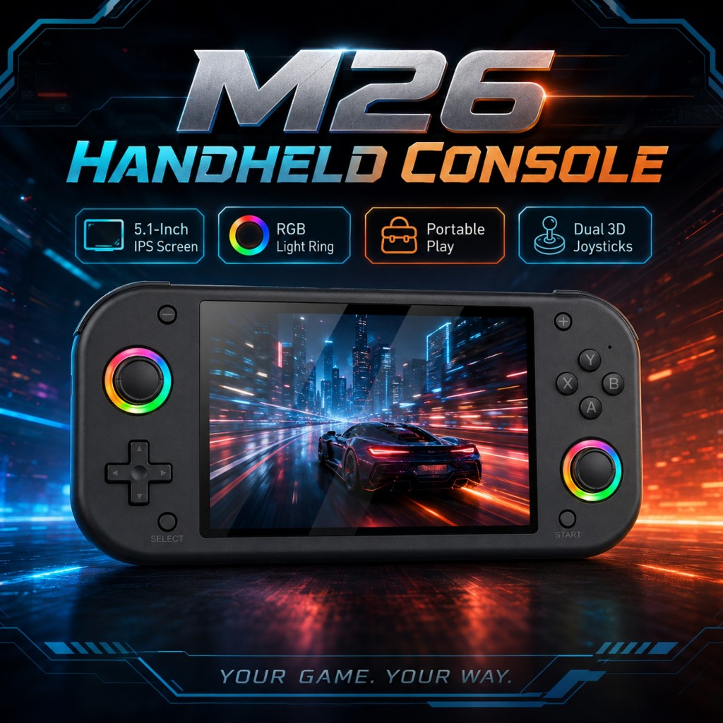 M26 Console De Jogos Portátil 5.1 Polegada 800x480 IPS Display RGB Joystick Linux Retro Jogador 3000mAh Bateria