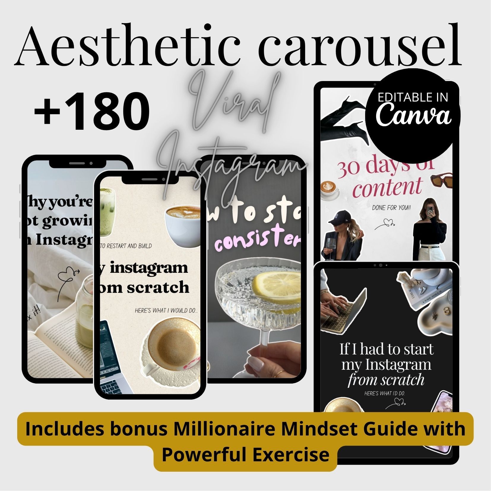 184 Instagram Carousel Templates Trend 2025, Social Media Template Bundle Editable Carousels for Canva