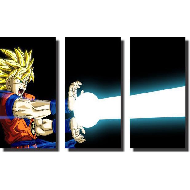 Quadros Decorativos Mosaico 3 Peças 30 x 40 Cm Anime Dragon Ball Goku Picolo 009