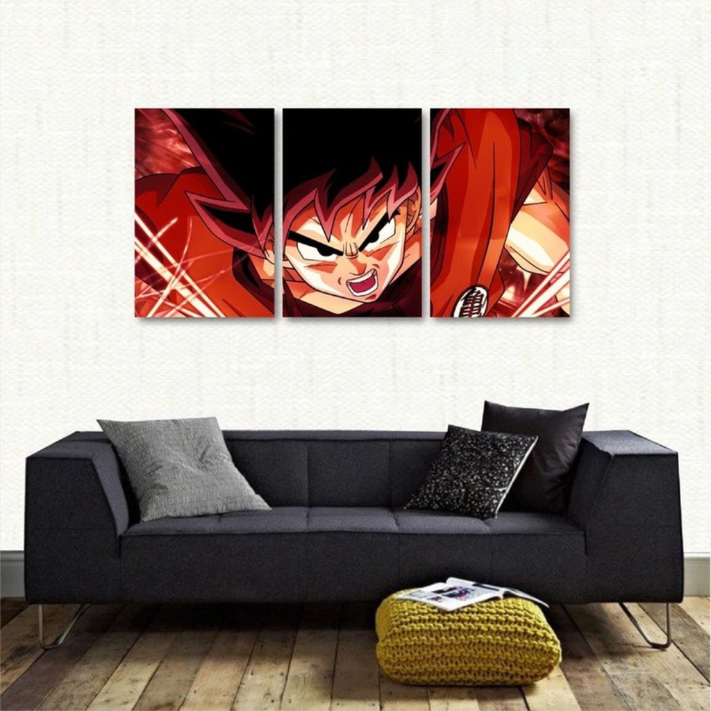 Quadros Decorativos Mosaico Anime Dragon Ball Goku Picolo 010 3 Peças 50x30