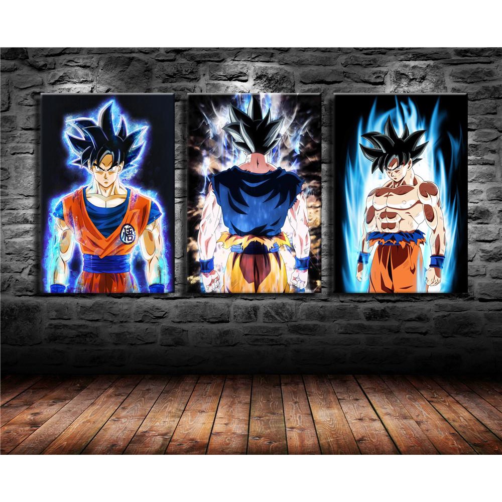 Quadros Decorativos Mosaico Anime Dragon Ball Goku Picolo 013 3 Peças 50x30