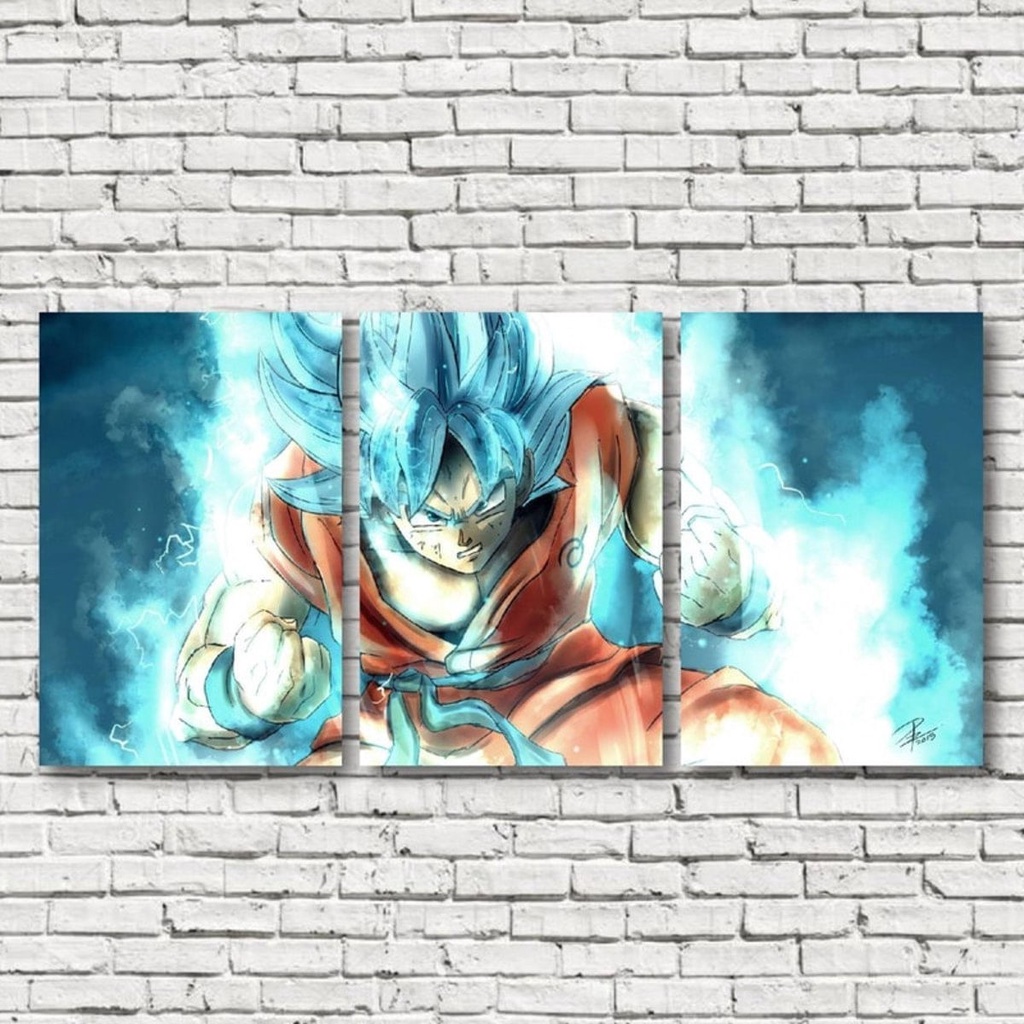 Quadros Decorativos Mosaico Anime Dragon Ball Goku Picolo 002 3 Peças 50x30