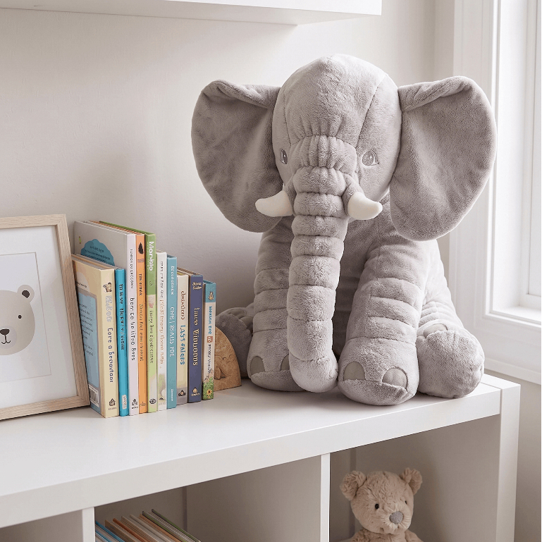 Elefante de Pelúcia Gigante Soft Almofada Elefantinho Para Bebê Soft Antialérgico 100% Poliéster