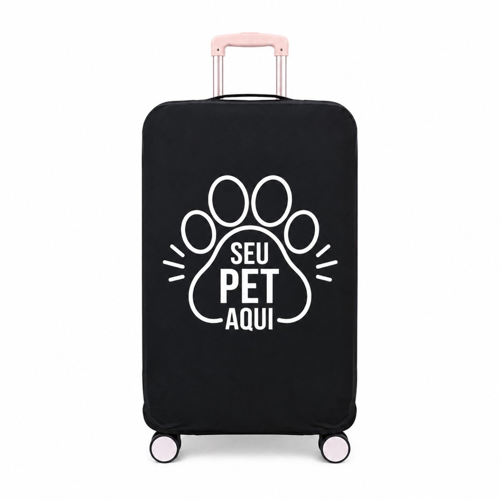 Capa Mala Personalizada Com Seu Pet Bagagem Aeroporto Dog Elastano P M G Top Luxo Estiloso Blogueira Pets Cachorro Gato
