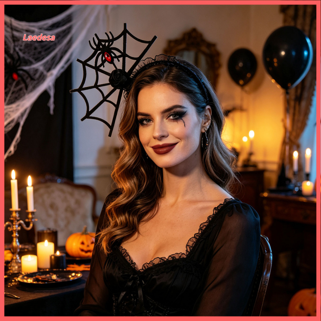 Lightweight Cosplay Hair Accessories Halloween Headband Spider Web Black Lace Spiderweb Hoop Party Accessory for Adults