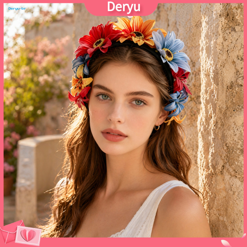 Three-dimensional Flower Headband Lightweight Hair Hoop Elastic Black with 3d Sunflower Design Floral for Weddings for W