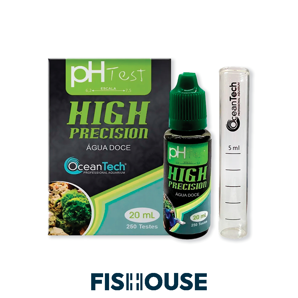 Teste de pH High Precision (água doce) - OceanTech 20 ml 250 testes