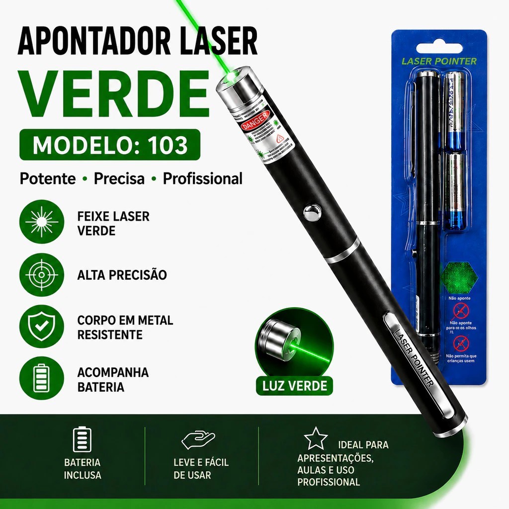 Green Laser Pointer Models 103 High Precision for Presentations