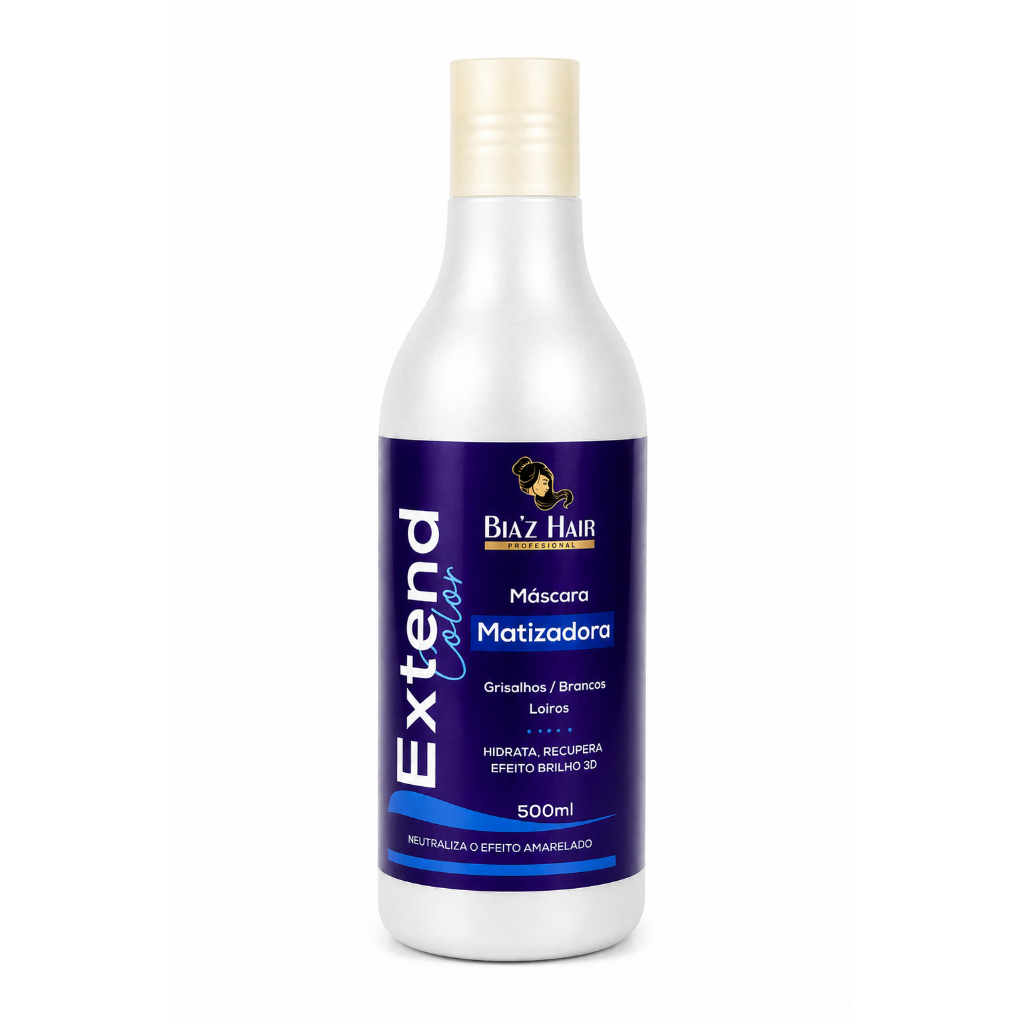 Máscara Matizadora Biaz Hair Extend Color 500ml – Neutraliza Amarelado, Hidrata e Recupera Loiros, Grisalhos e Brancos