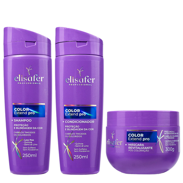 Elisafer Color Extend Pro Kit Shampoo Condicionador e Máscara