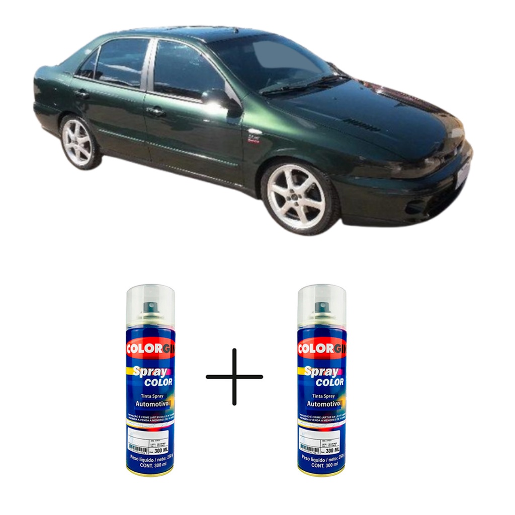 Tinta Spray Automotiva Verde Emerald Fiat 300ml + Spray Verniz 300ml