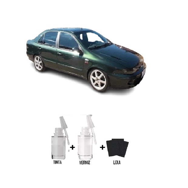 Tinta Tira Risco Automotivo Verde Emerald Fiat + Verniz 15ml