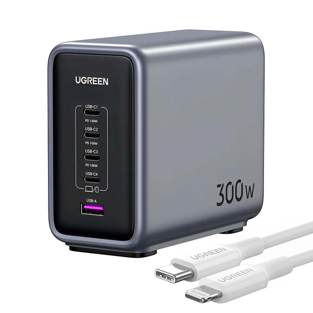 Carregador Mesa Desktop Ugreen 5 em 1 Usb A/C 300W +Cabo iOS (K-5954-3673)