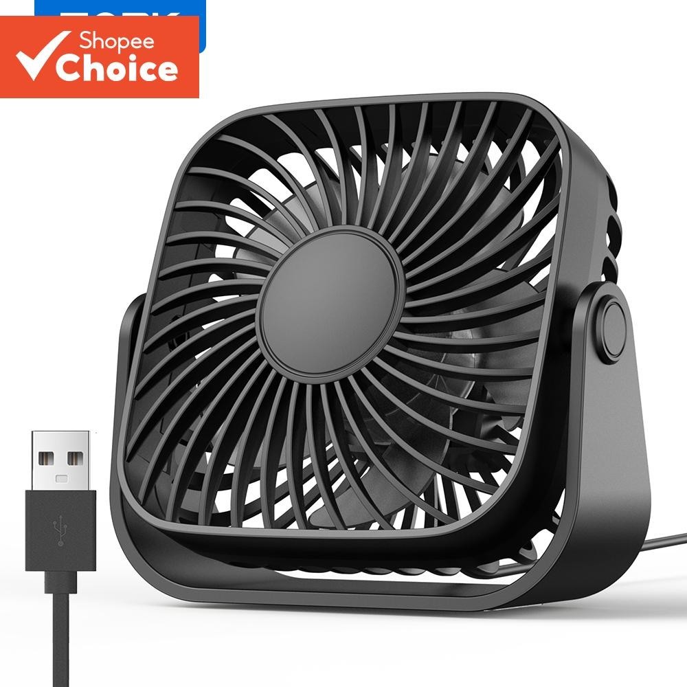 TOPK Ventilador de Mesa USB 3 Velocidades Forte 360 ° Rotativo para Escritório e Desktop