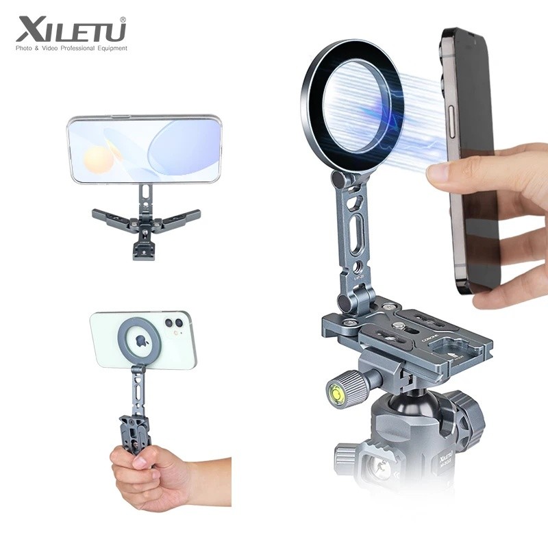 XILETU MagSafe Suporte Magnético Para Telefone Com Câmera Dobrável Tripé iPhone 15 14 13 12 Selfie Varanda De Mesa