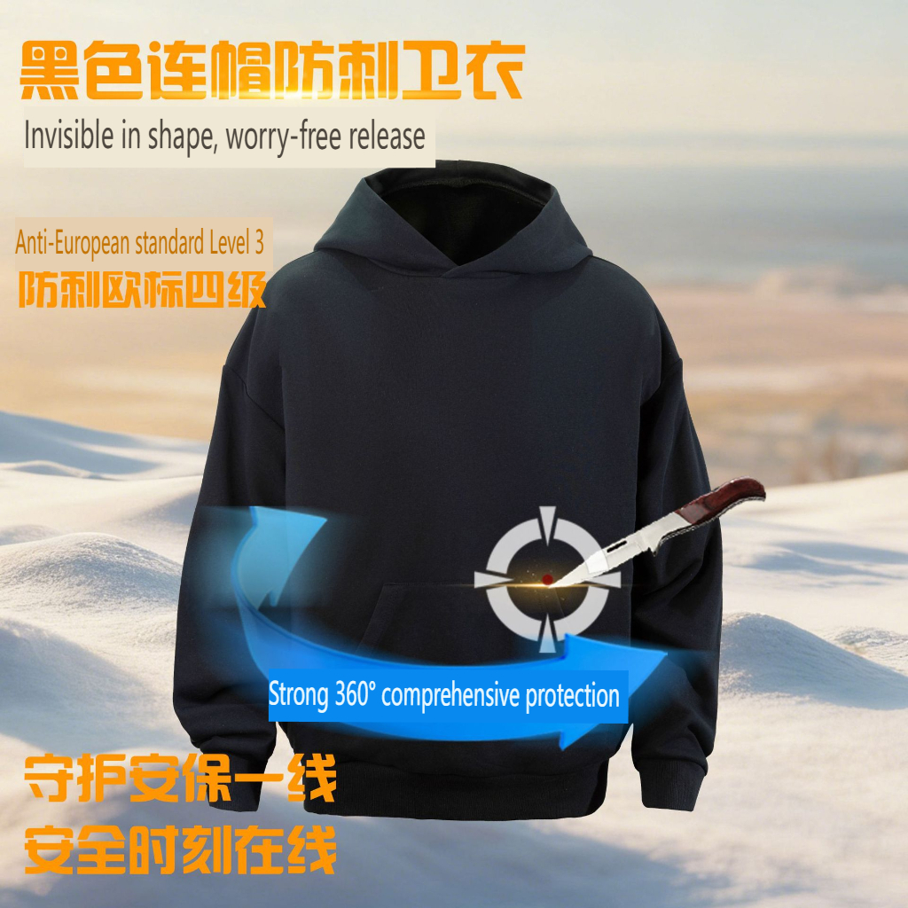 ST01 Moletom Com Capuz Fashion Em Estoque , Colete Macio À Prova De Facadas , Cortes , Pulôver Oculto , Roupas