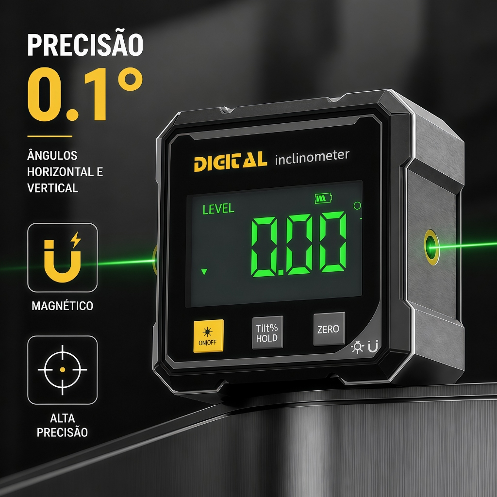 Digital Angle Finder Magnetic Inclinometer 4 Sides with Precision Level