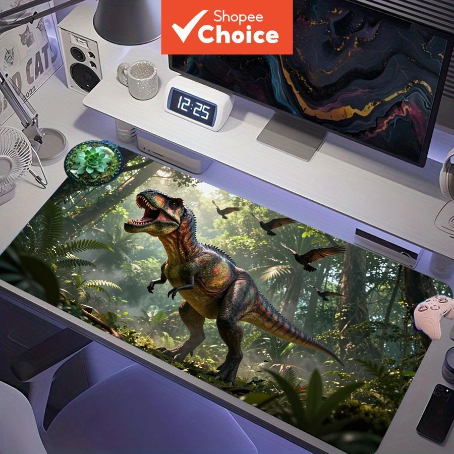 Tapete de Mouse para Jogos Extra Grande T-Rex Dinossauro Tropical, XXL, Tapete de Teclado para Crianças com Base
