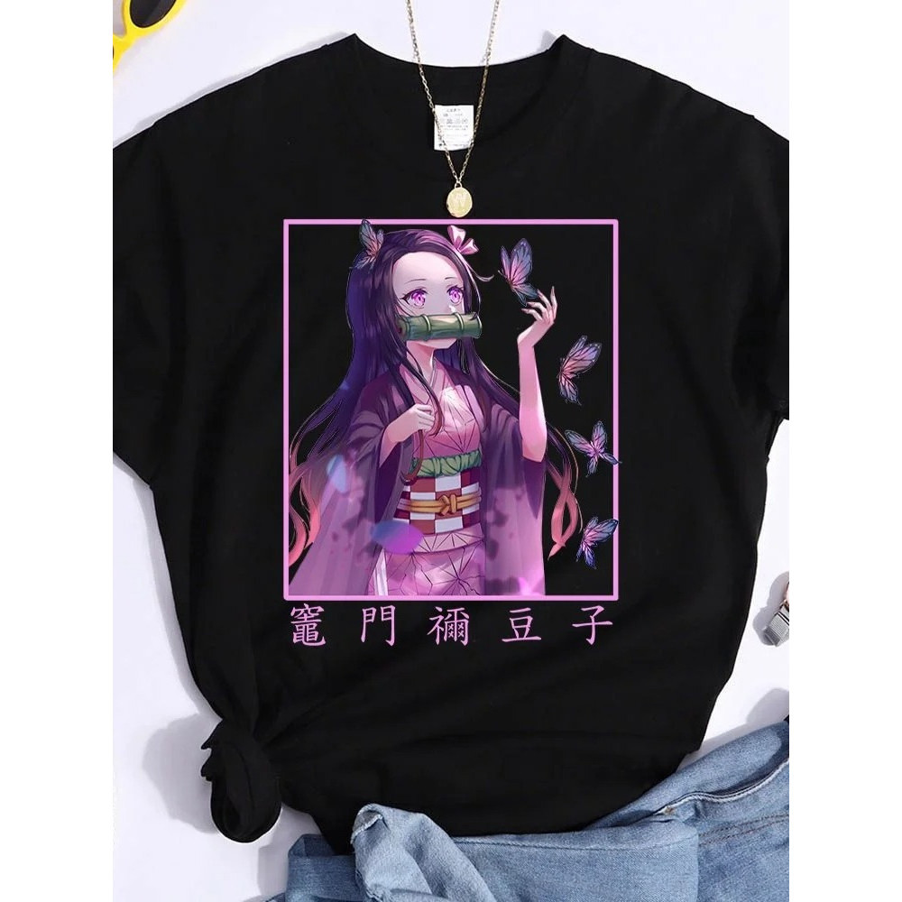 Camiseta Básica Algodão Cute Nezuko Anime Demon Slayer Oferta