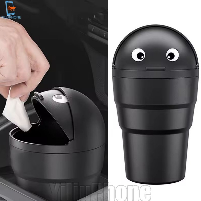 [Bless] Mini Lixeira De Carro-Com Tampa Giratória-Acessórios Automotivos-Caixa De Armazenamento De Organizador Automátic