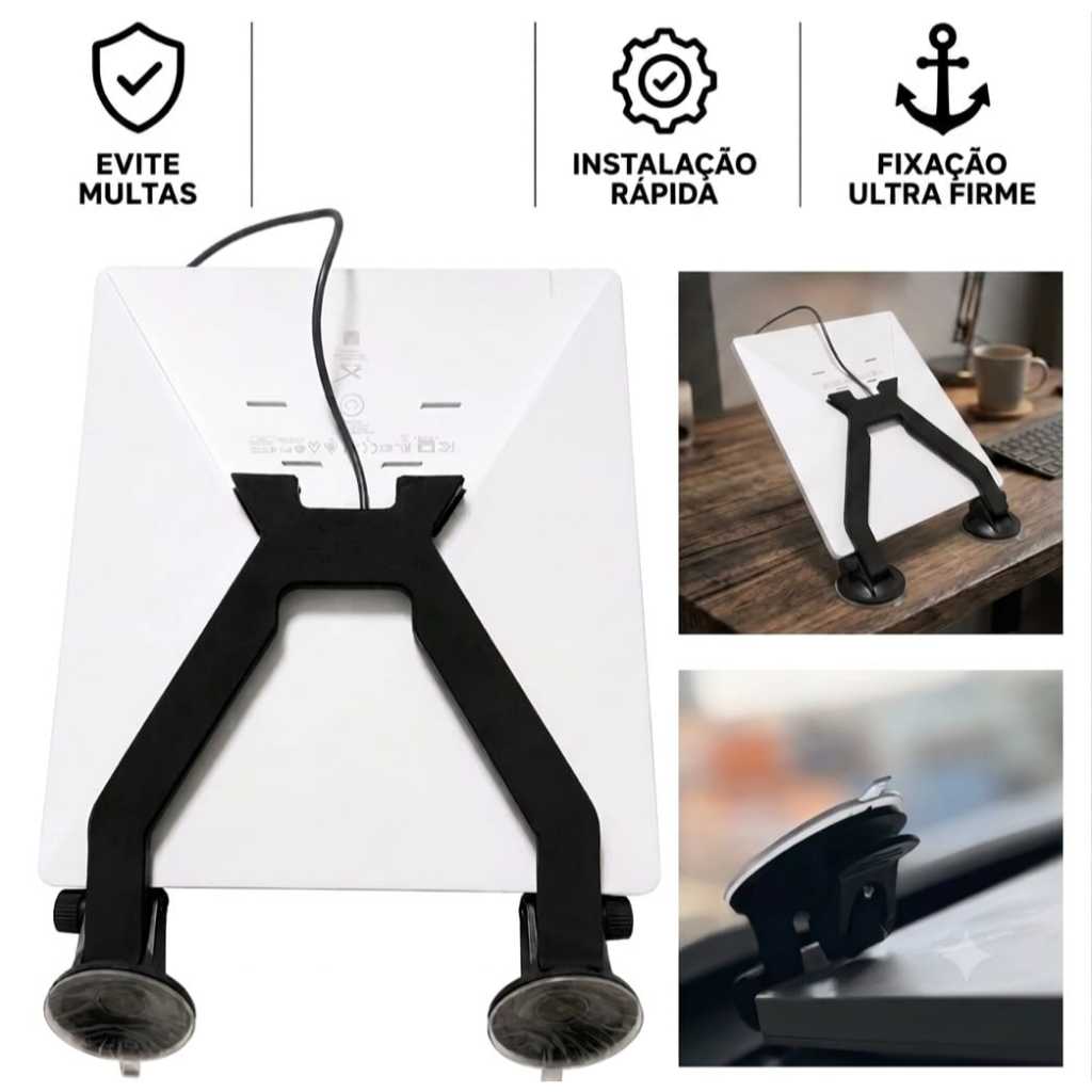 Suporte Painel Starlink Mini - Dupla Ventosa Trava Segurança - Anti Ultra Forte COM CORES PRETO E BRAMulta - Fixação NCO