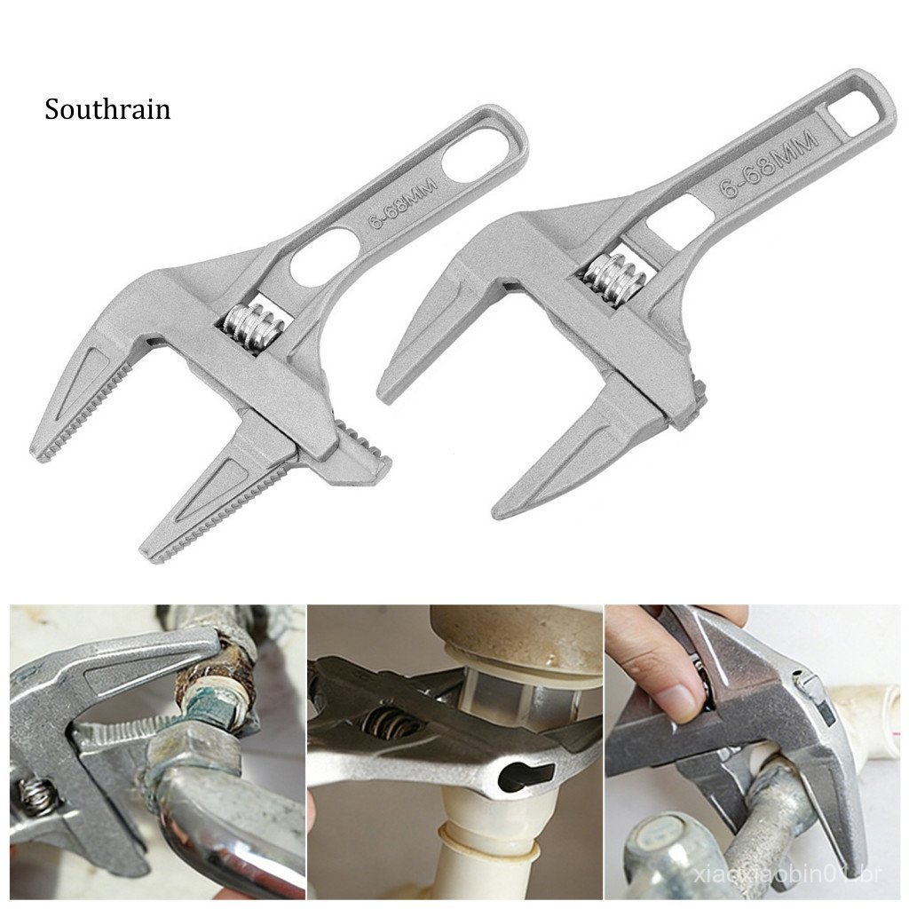 Multi-purpose Wrench Wide Mouth Adjustable with Precision Scale Extra-wide 68mm Jaw Compact Short Handle – Durable Hom