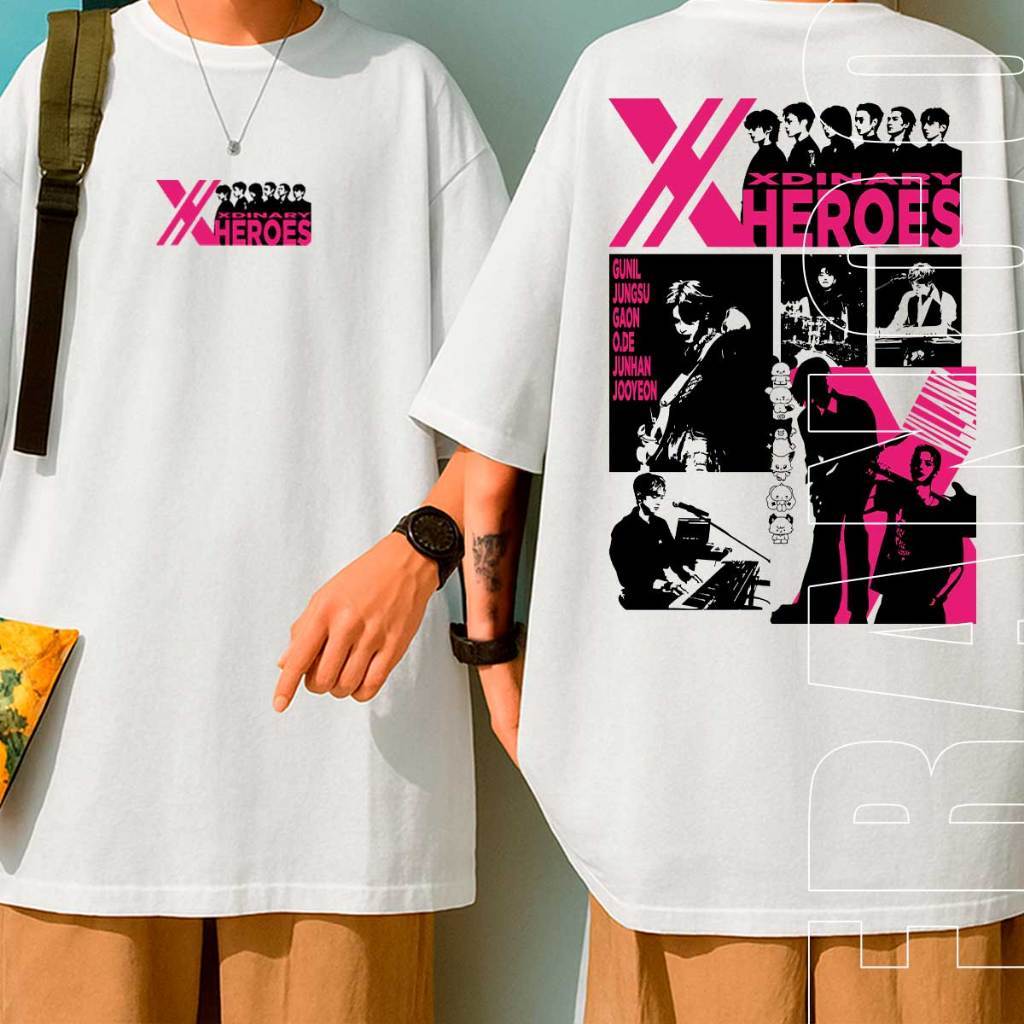 Camiseta Oversized Kpop Xdinary Heroes Banda Coreano Música Camisa Unissex 100% Algodão Premium