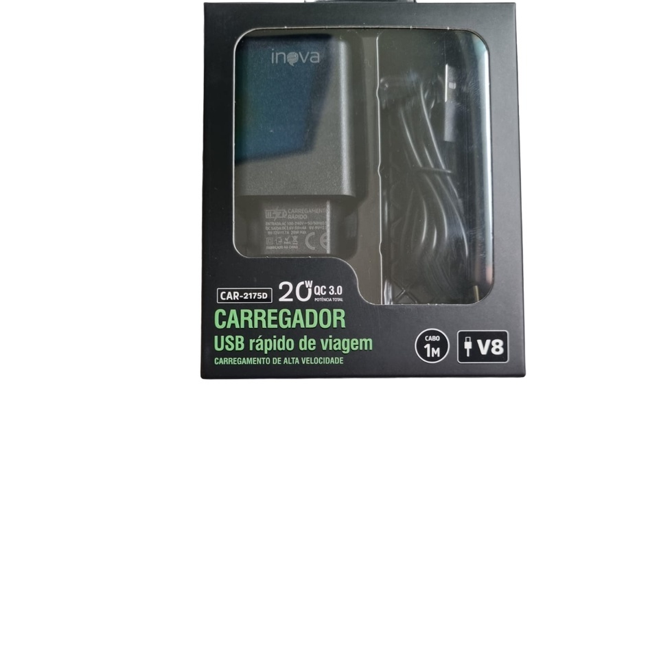 Carregador De Parede Rápido Inova Turbo 20w Quick Charge 3.0 V8 Car-2175D