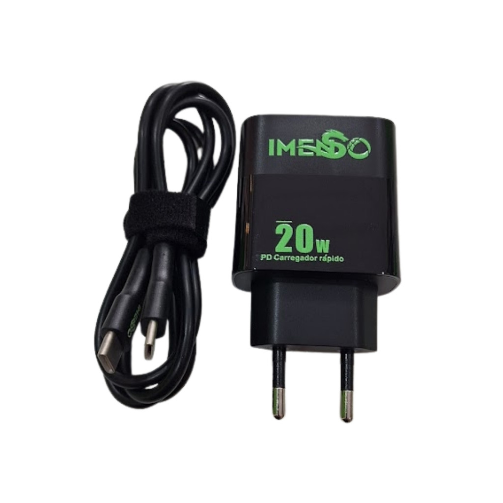 Carregador Imenso 20W Usb C e Usb A com Quick Charger Saida dupla e com Cabo