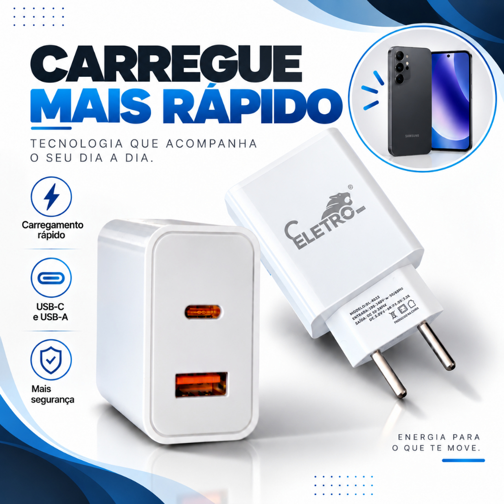 Tomada Carregador 40wats Para Celular, Tablet E Smart Watch