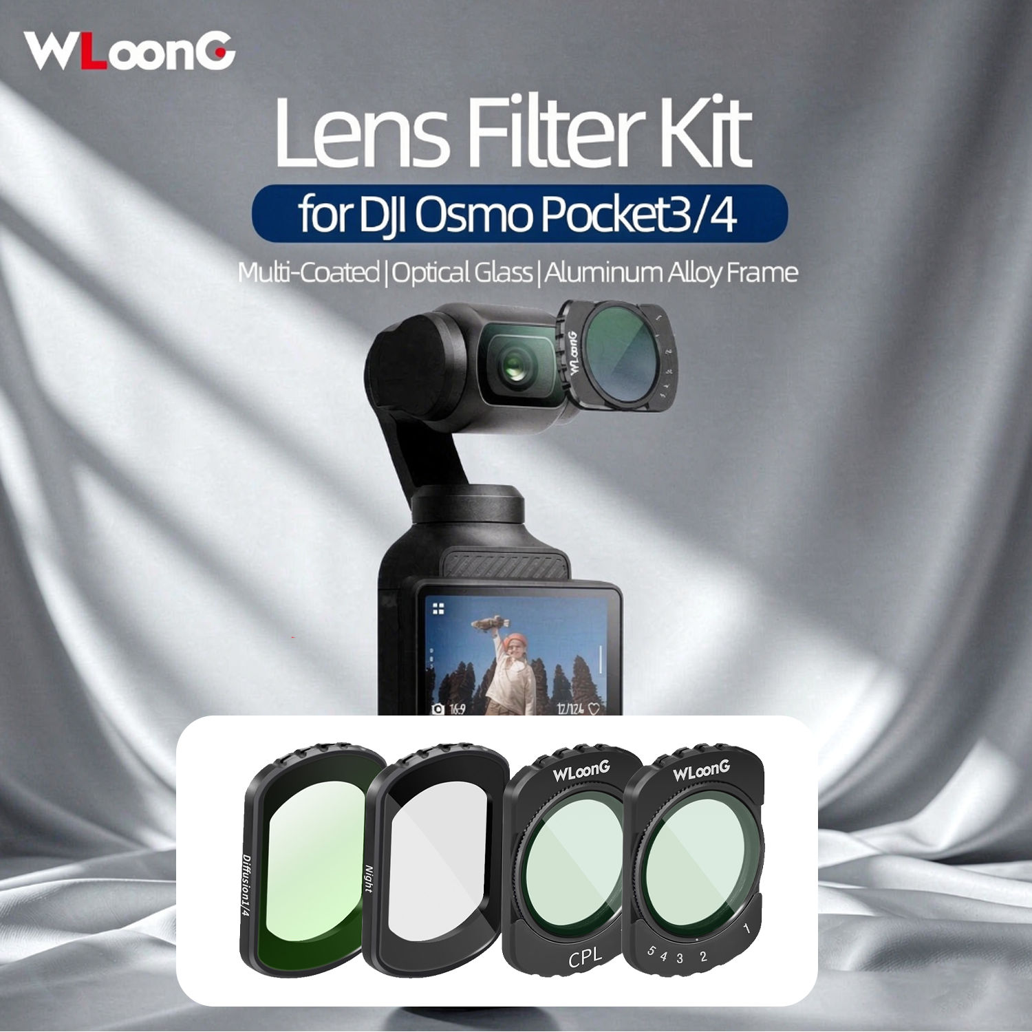 Para Lente de Filtro DJI Osmo Pocket 4/3, Instalação Fácil | Fotografia de Vlog Esportivo ao Ar Livre | Filtro Criativo