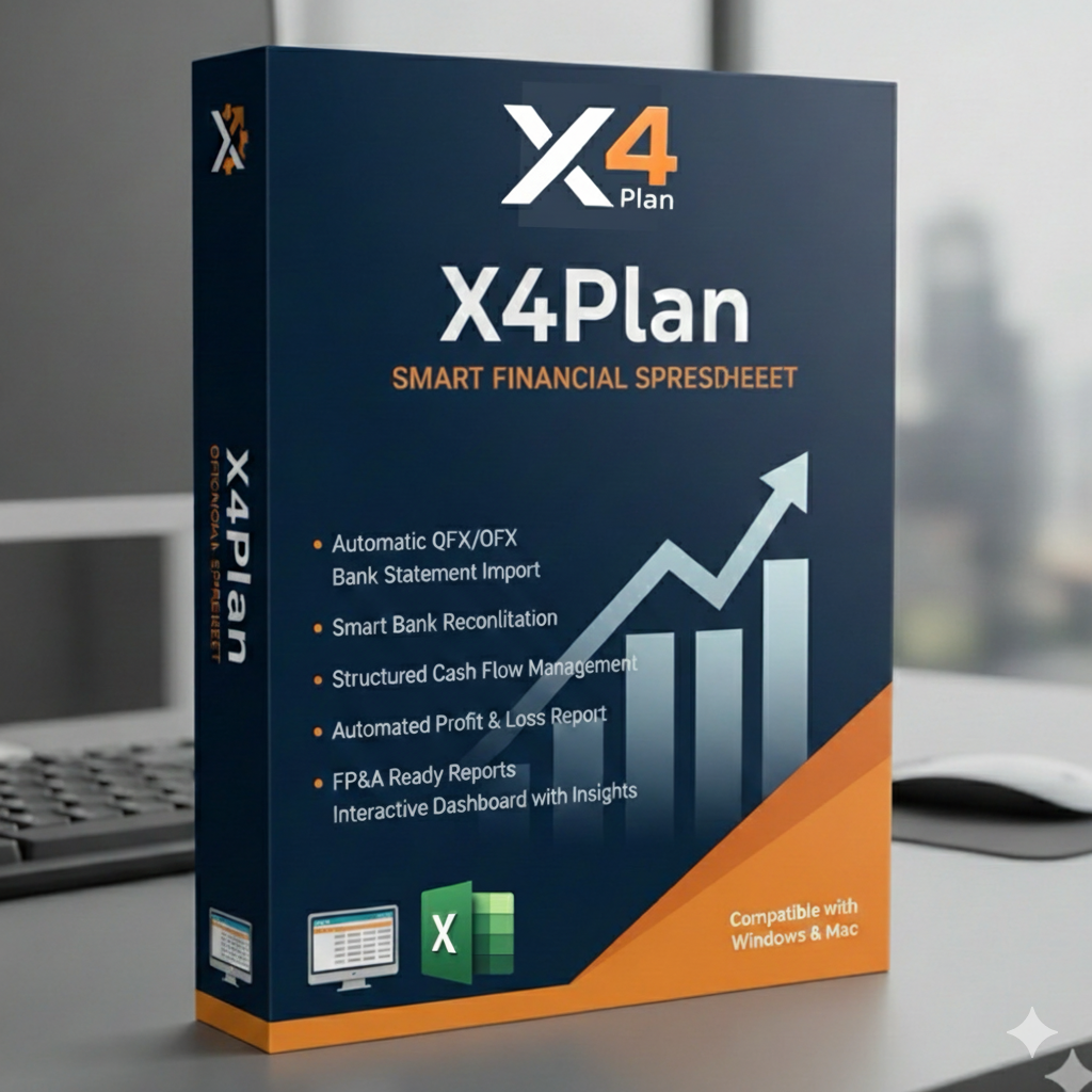 X4Plan Smart Financial Spreadsheet (Personal & Office) Statement Importer, Dashboard Automated P&L, Cashflow Reconciliation Management GAAP