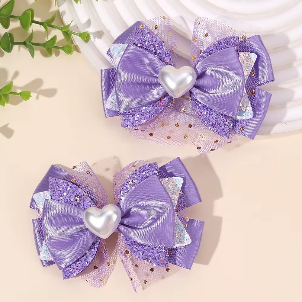 Presilha Laço Infantil Menina Tule Glitter Coração Fofo Kawaii Festa Princesa