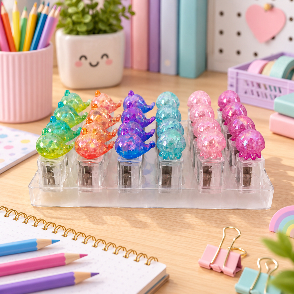 Apontador Fofo Bichinho Glitter Colorido Escolar Kawaii Infantil
