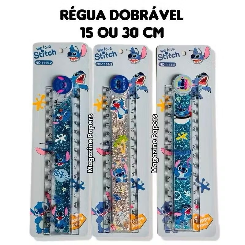 2026 nova régua dobrável glitter água brilhante transparente 15 ou 30 cm kawaii papelaria escola fofa
