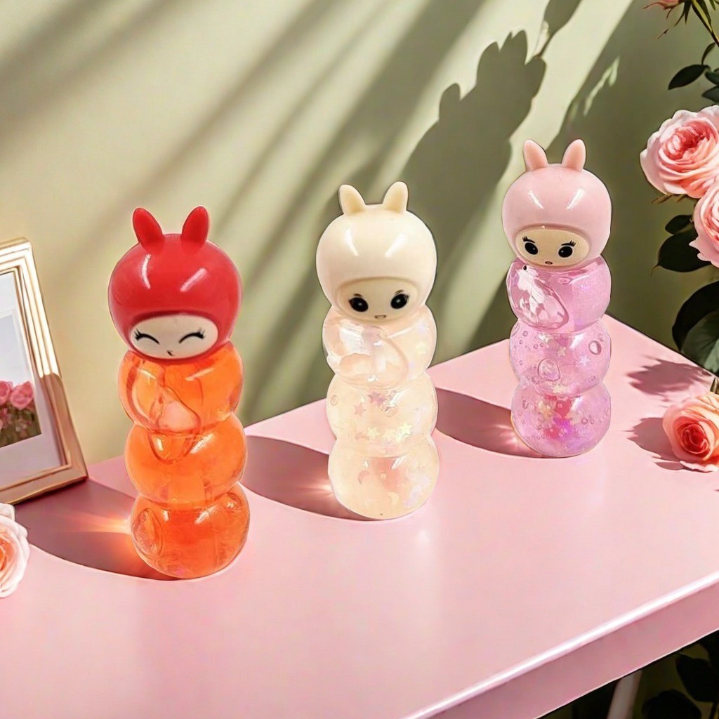 Kit Lip Gloss Coelhinhos Fofos – Brilho Labial Infantil com Glitter | Embalagem Kawaii | Aleatório