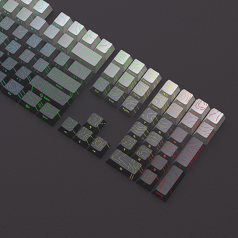 Topográfico Nova Versão 4.0 Shine-Through Double-Shot OEM Profile PBT Keycap 134 Teclas