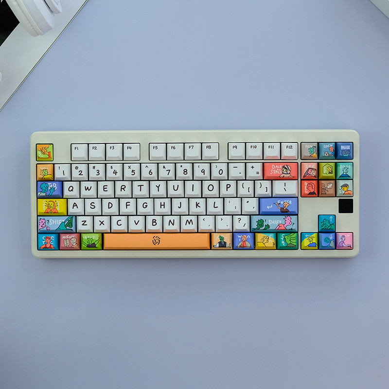 Anime Desenhado À Mão Cherry Profile Dye-Sub PBT Keycaps Conjunto Completo (134 Teclas)